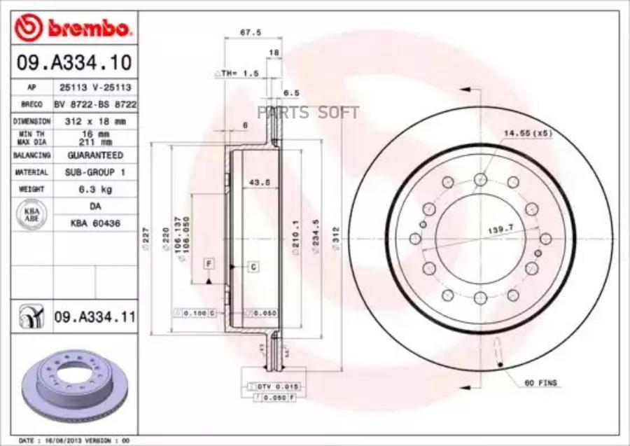 

Тормозной диск brembo задний UV Coated для Toyota 4Runner 2002-2009 09A33411