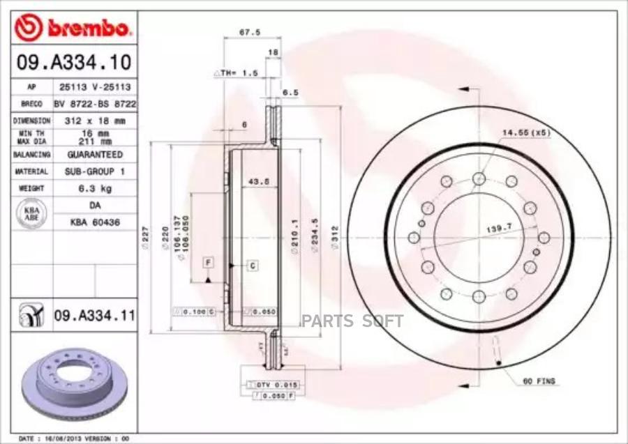 

Тормозной диск brembo задний UV Coated для Toyota 4Runner 2002-2009 09A33411