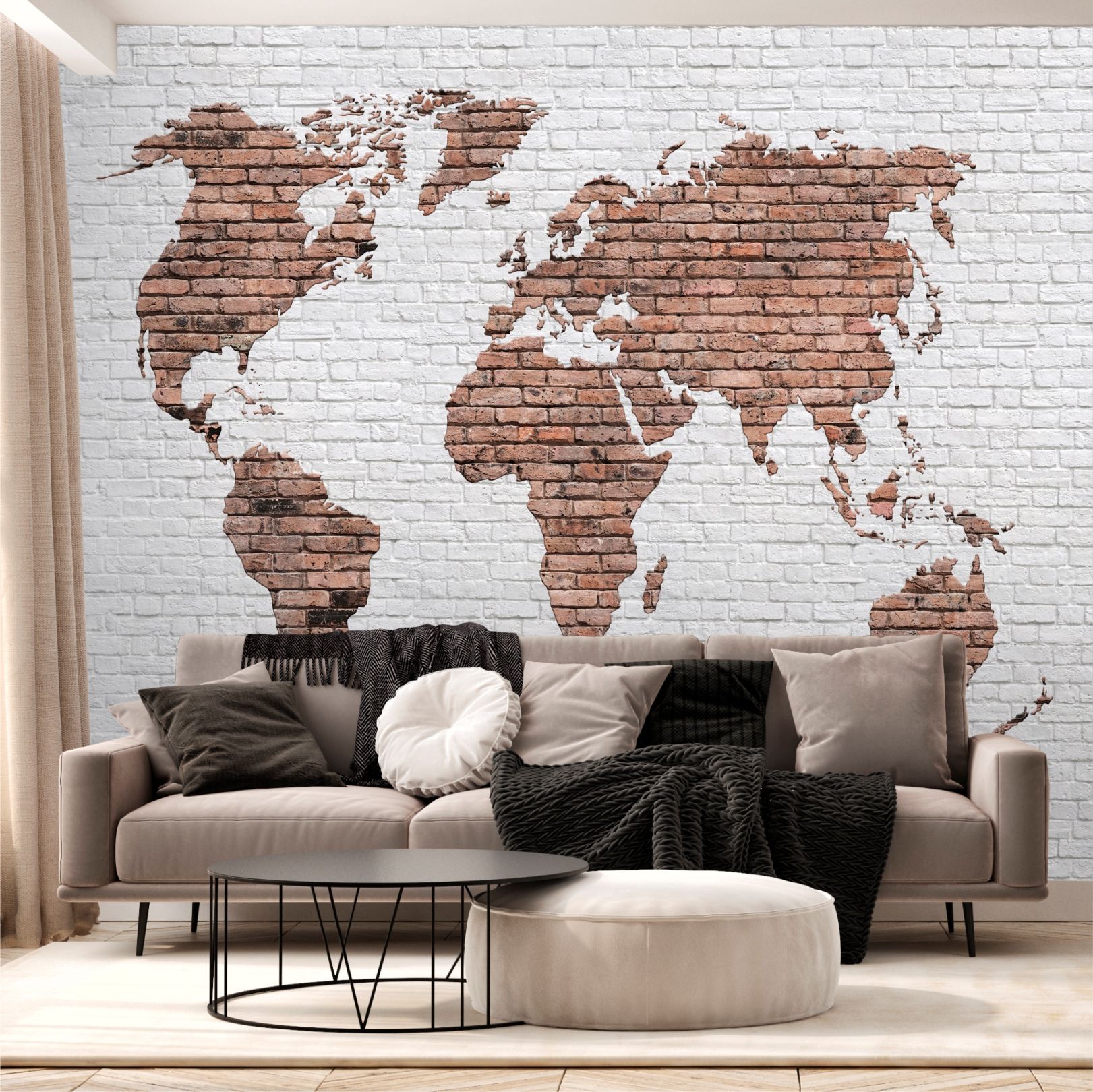 фото Фотообои dekor vinil абстрактная карта мира на кирпичном фоне 300х270 см