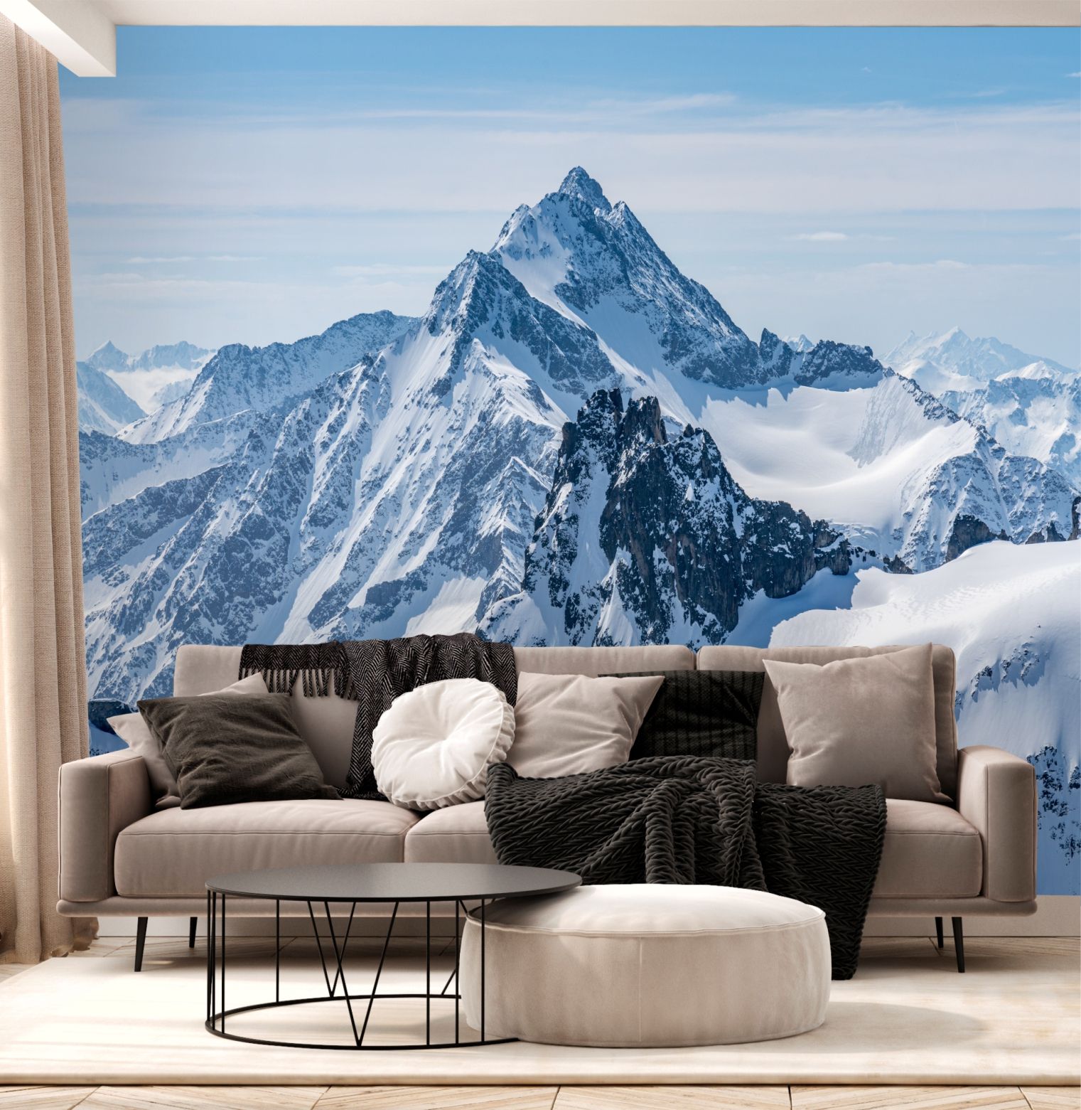Фотообои Dekor Vinil с природой Снежные вершины гор на стену 300х270 см кармашки на стену 18х45 см медвежонок винни