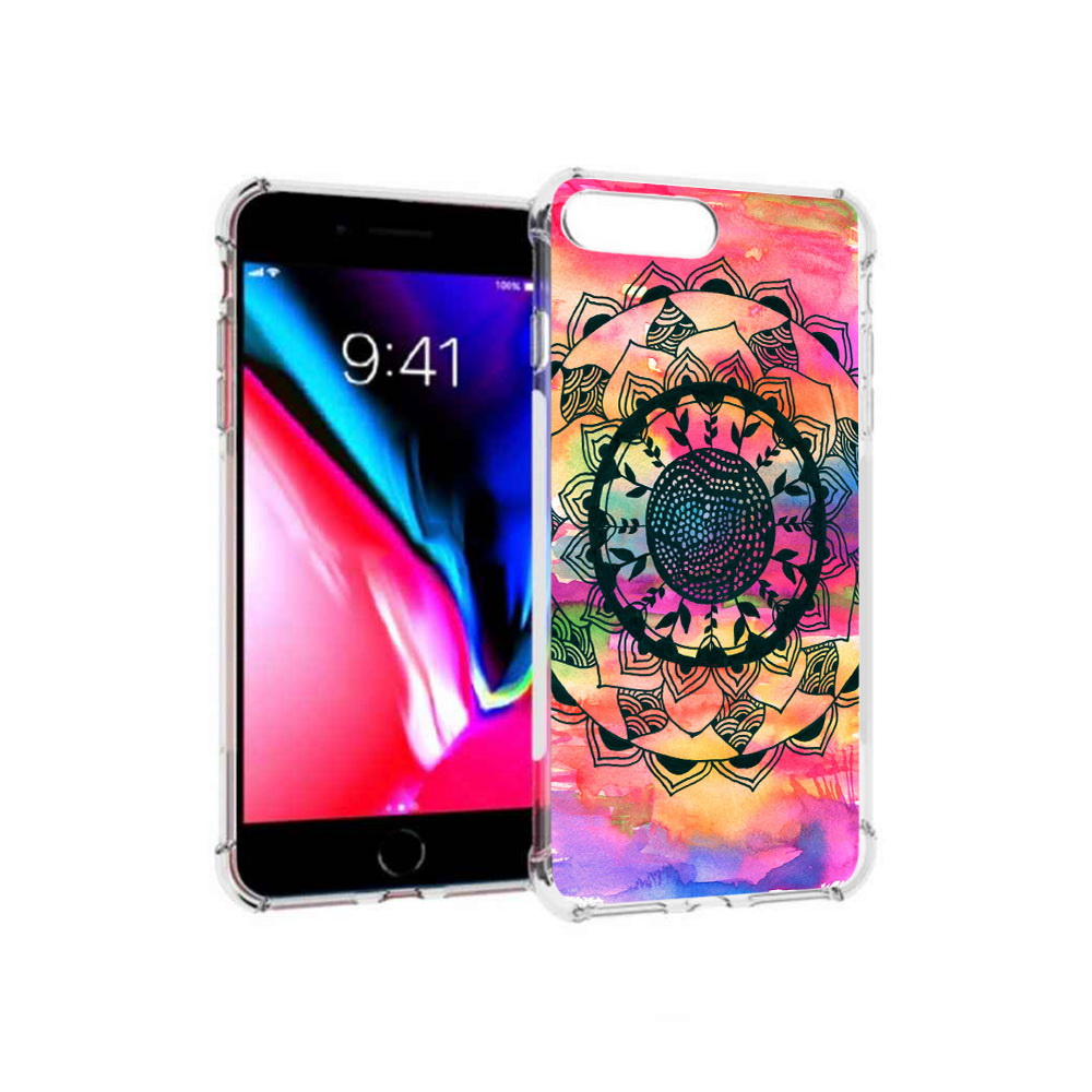 

Чехол MyPads Tocco для Apple iPhone 8 Plus яркая абстракция круглый цветок, Прозрачный, Tocco