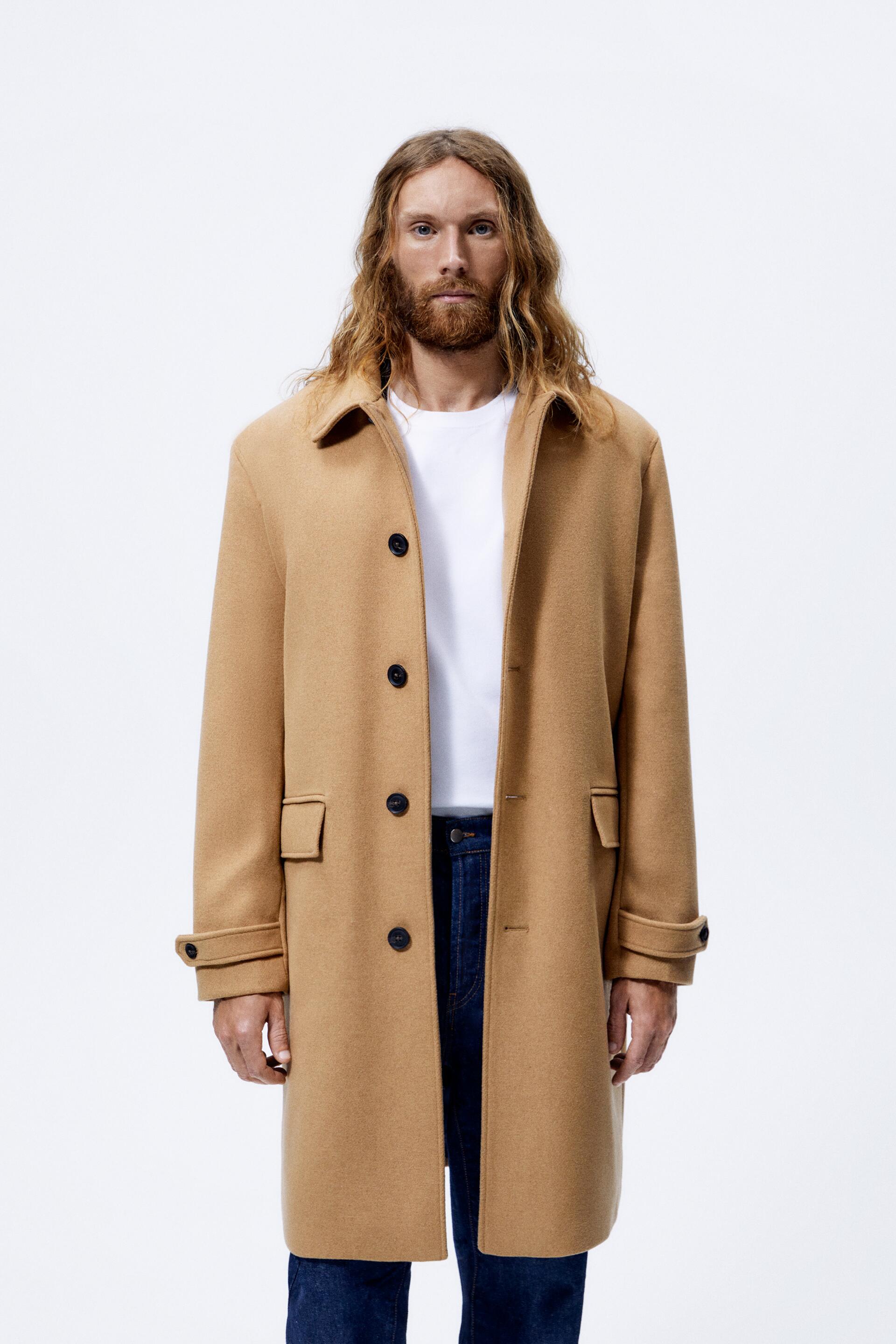 

Пальто мужское ZARA 09621313 бежевое XL, 09621313