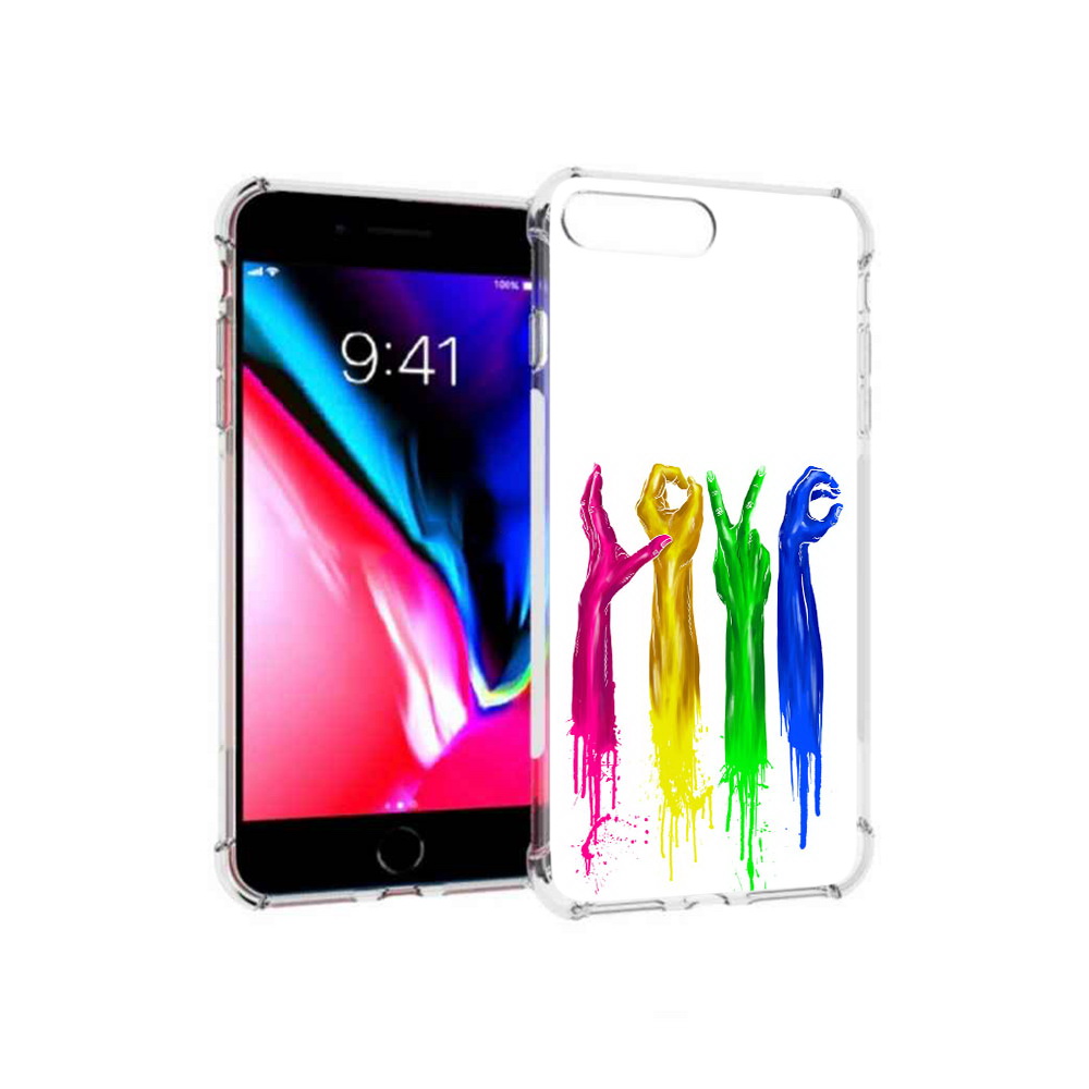 

Чехол MyPads Tocco для Apple iPhone 8 Plus яркие руки love (PT70866.609.707), Прозрачный, Tocco