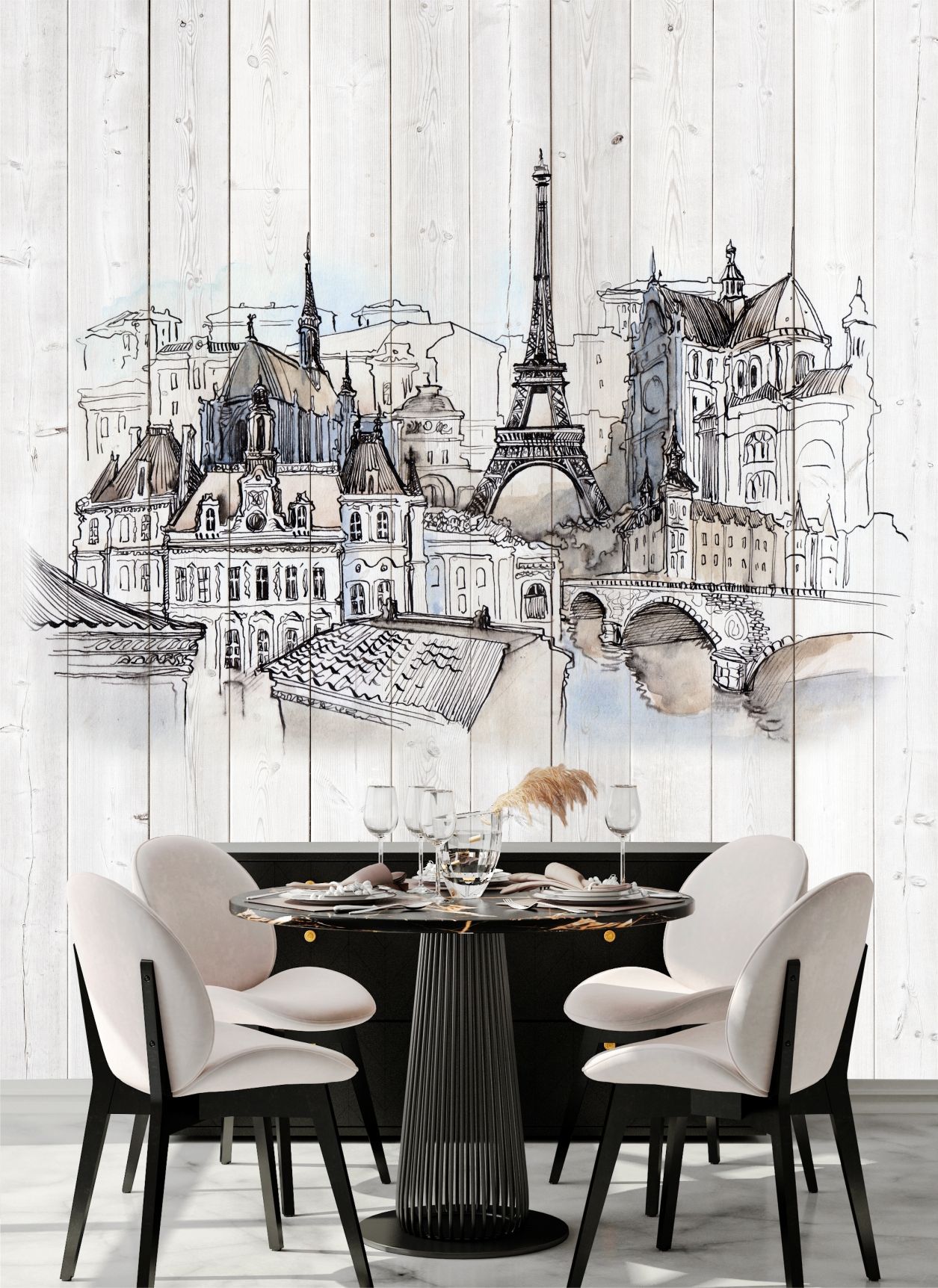 Фотообои Dekor Vinil Акварельный Париж на стену 200х270 см фотообои dekor vinil вид на париж 200х270 см
