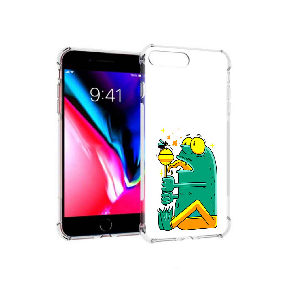 

Чехол MyPads Tocco для Apple iPhone 8 Plus Зеленая лягушка с чупа чупсом (PT70866.609.85), Прозрачный, Tocco