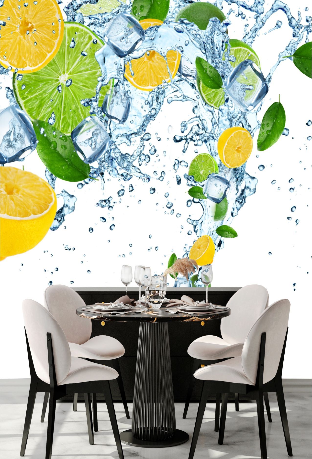 фото Фотообои dekor vinil лайм и лимон в брызгах воды 200х270 см
