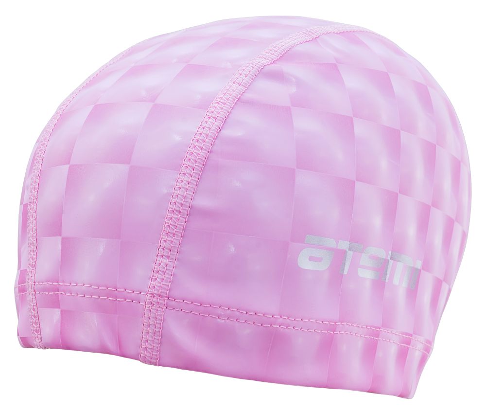 Шапочка для плавания ATEMI взрослая, розовая, тканевая с ПУ покрытием, 3D, PU 130