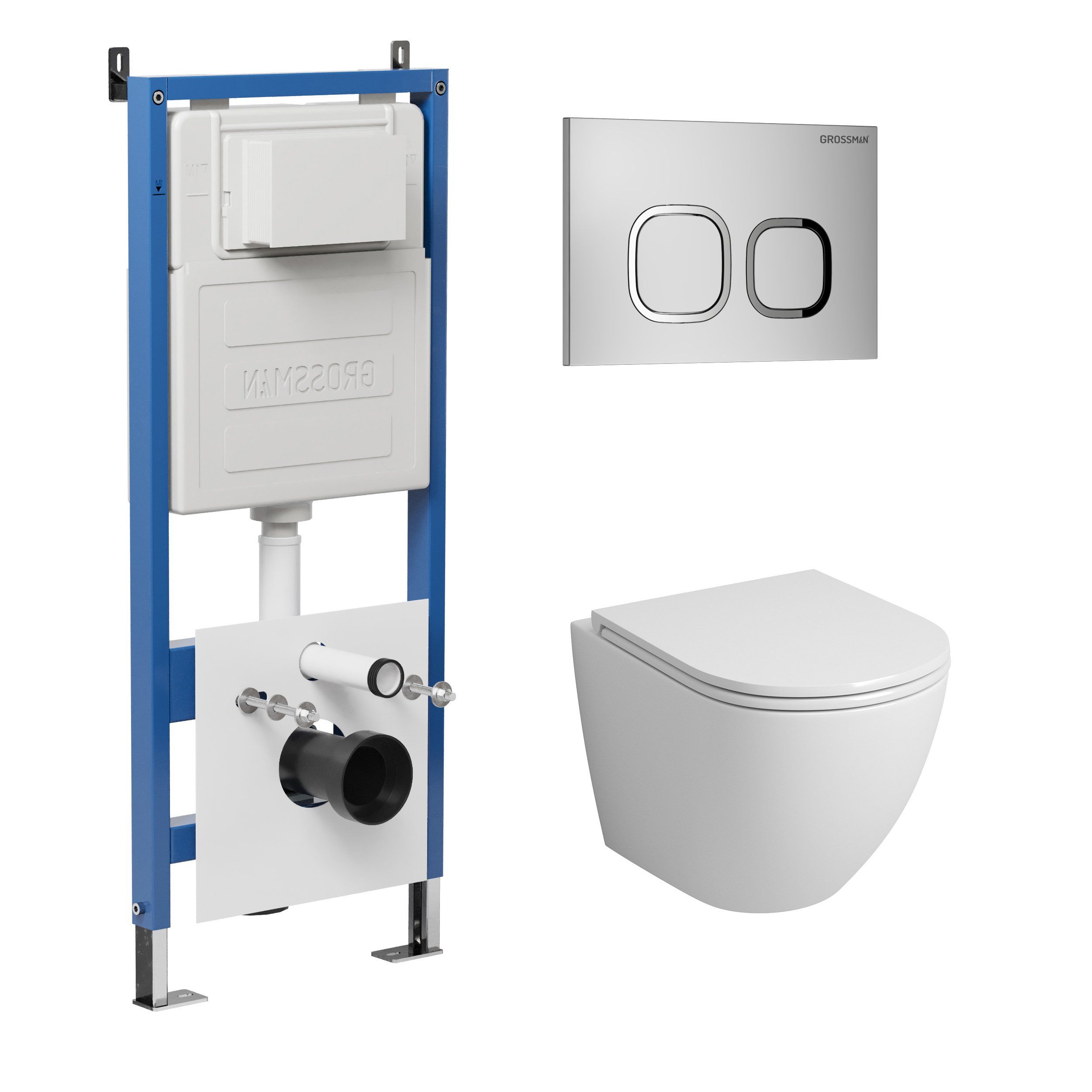 

Комплект унитаз подвесной с инсталляцией и клавишей Grossman 97.4455S.02.110, 97.4455S.02.110