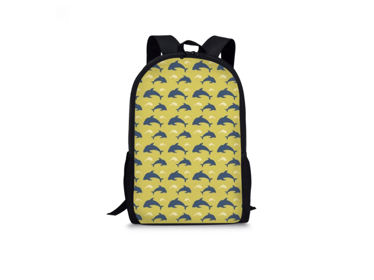 Рюкзак школьный URM Дельфины, желтый, L00094