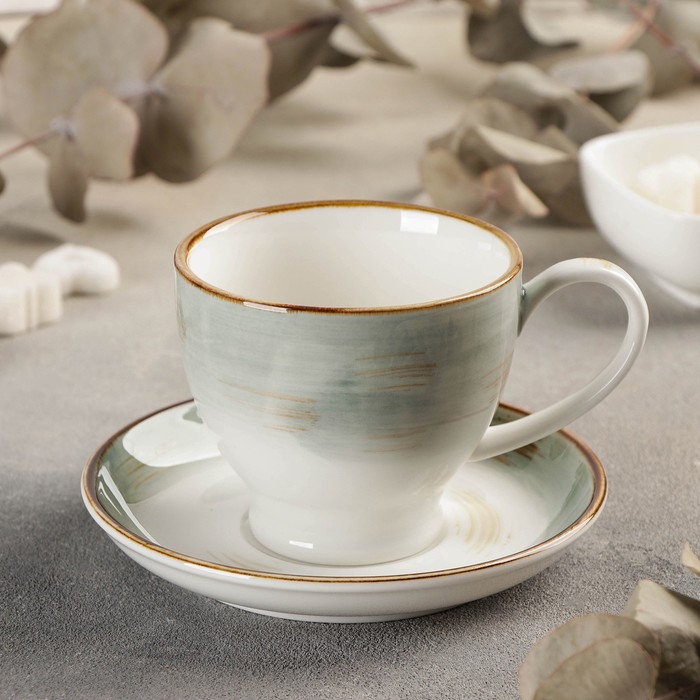 фото Чайная пара «гелакси», чашка 200 мл, блюдце d=13 см, цвет светло-серый nobrand