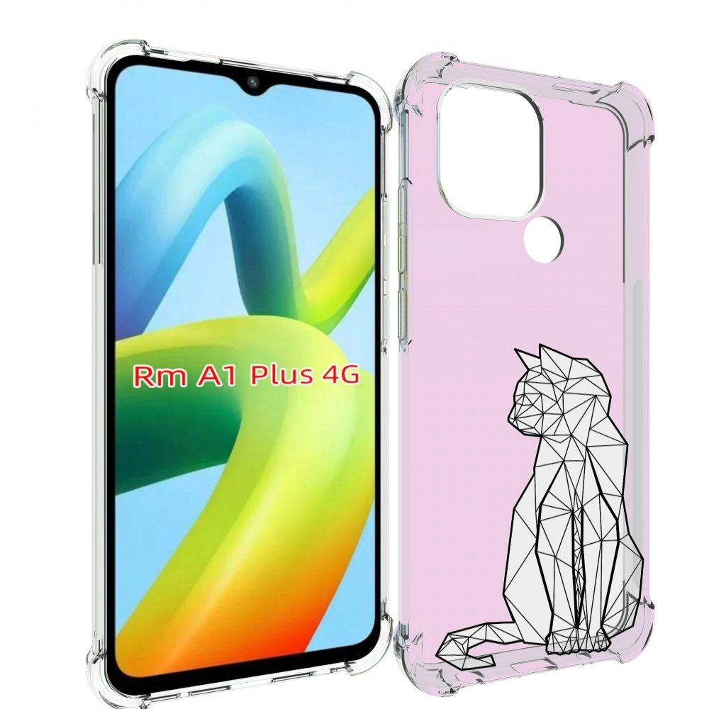 Чехол MyPads белый котик с гранями для Xiaomi Redmi A1 Plus +