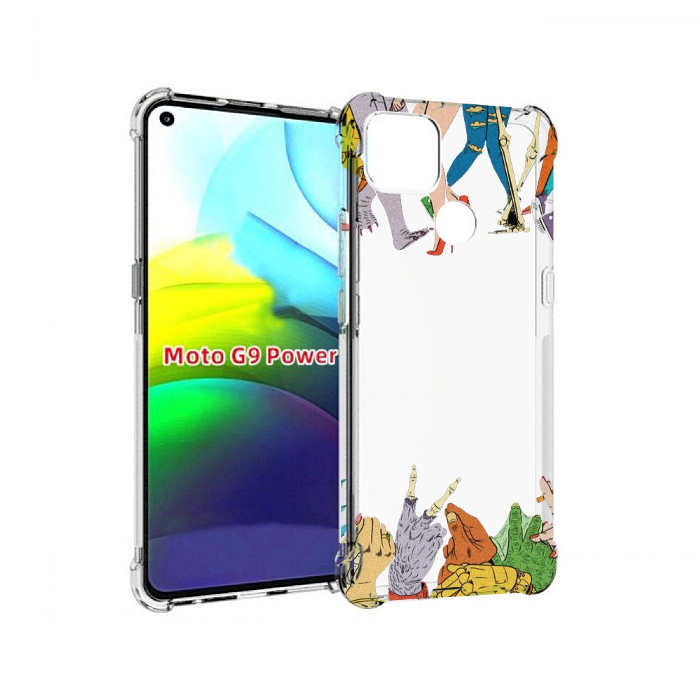 

Чехол MyPads разные персонажи пальчики для Motorola Moto G9 Power, Прозрачный, Tocco