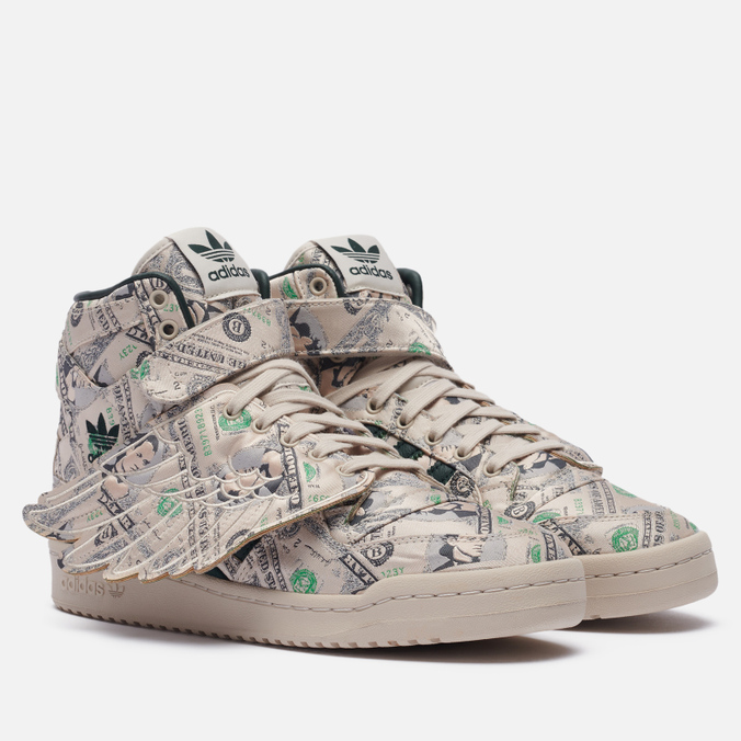 фото Кроссовки женские adidas originals x jeremy scott forum hi wings 1.0 money бежевые 10.5 us