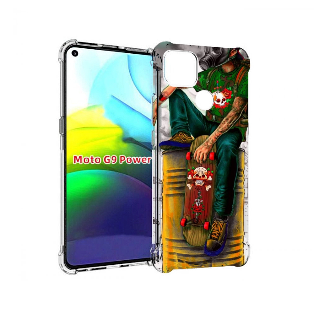 

Чехол MyPads скейтер в противогазе для Motorola Moto G9 Power, Прозрачный, Tocco