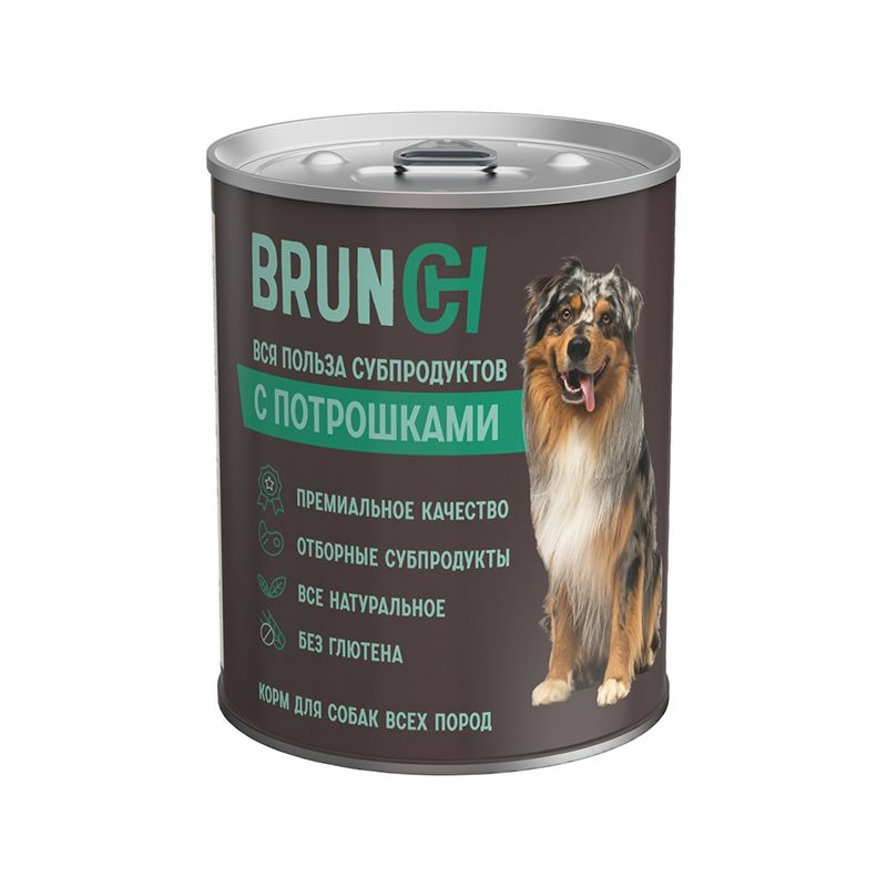 фото Влажный корм для собак brunch премиум потрошки, 340г