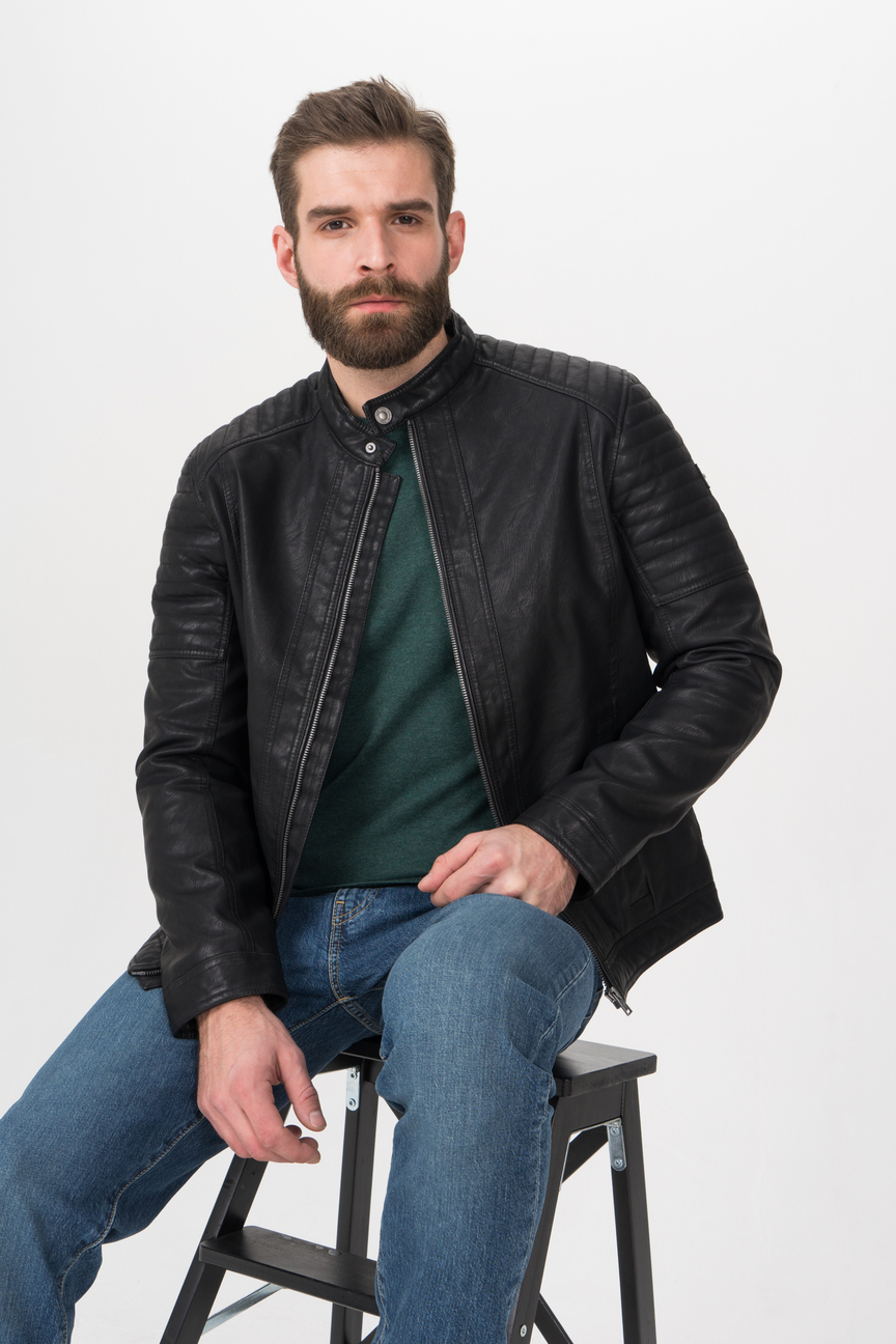 

Кожаная куртка мужская TOM TAILOR 1023172 черная 52 RU, 1023172