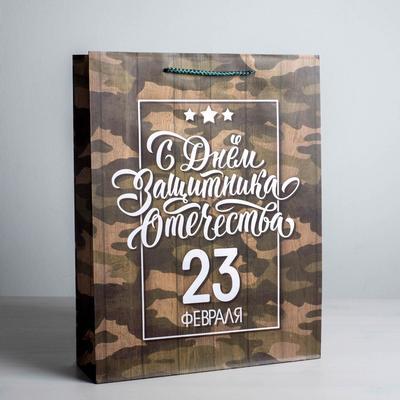 

Пакет ламинированный вертикальный «С днём Защитника Отечества, 23 февраля», 31 × 40 × 9 см