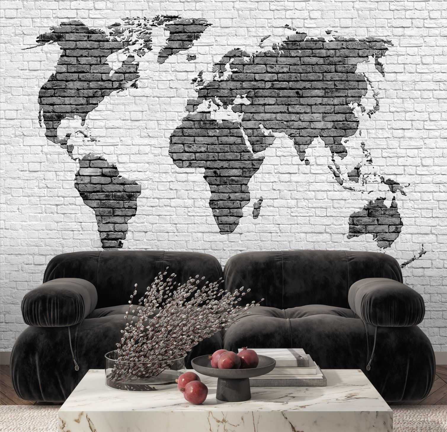 Фотообои Dekor Vinil Серая абстрактная карта мира на кирпичном фоне 300х270 см пластиковая отделочная терка dekor hassan