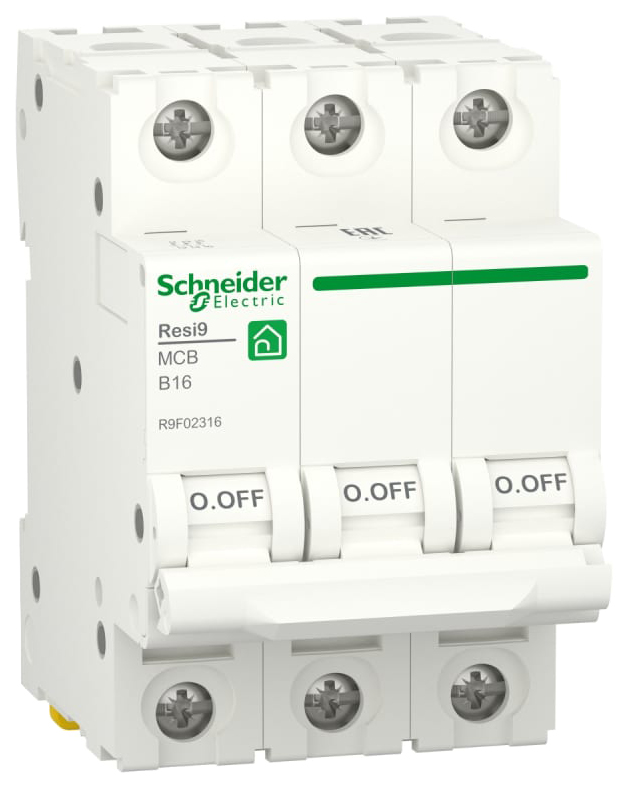 фото Автоматический выключатель schneider electric resi9 resi9 - 3p, тип хар-ки b, 16 а, 400 в