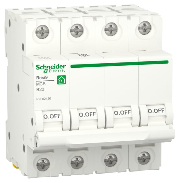 фото Автоматический выключатель schneider electric resi9 resi9 - 4p, тип хар-ки b, 20 а, 400 в