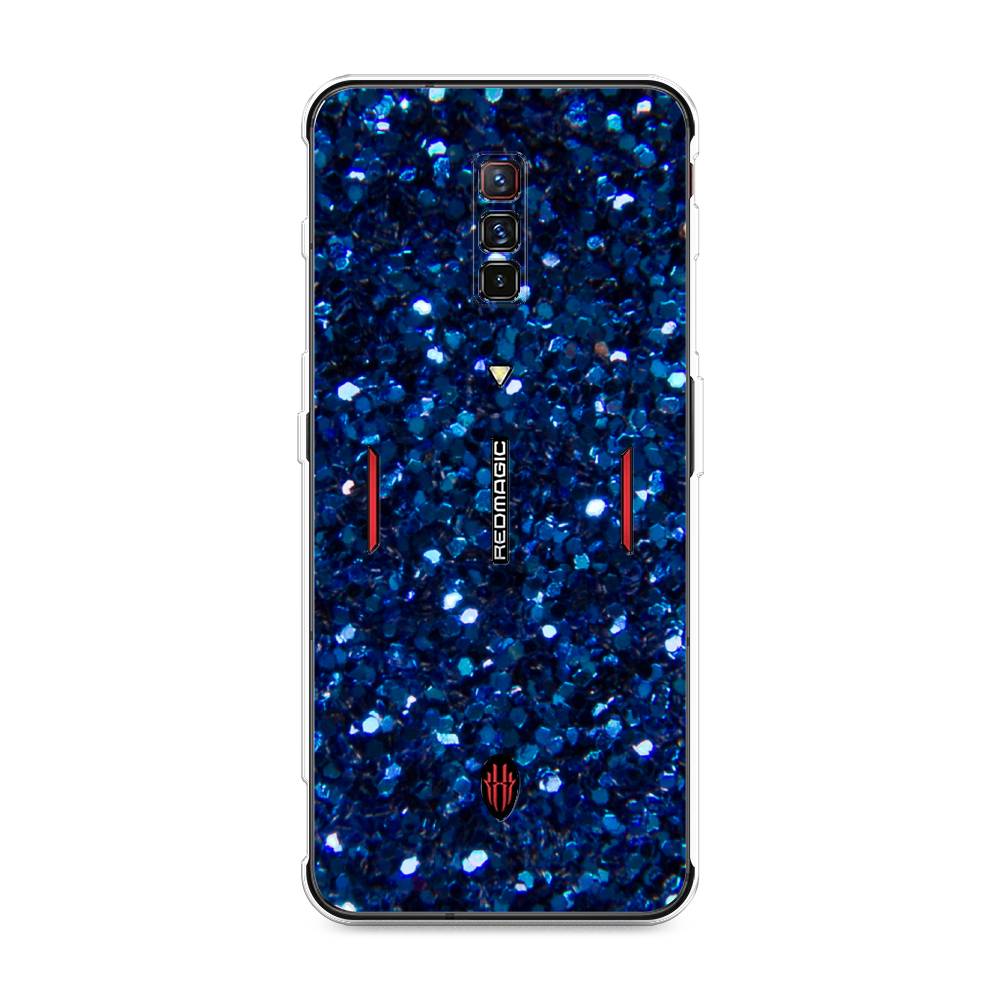 фото Силиконовый чехол "синие блестки рисунок" на zte nubia red magic 6 awog