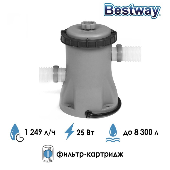 

Фильтр-насос для бассейнов, с картриджем «I», 1 249 л/ч, 58381 Bestway, Серый