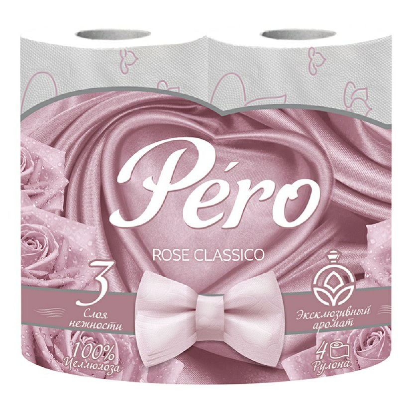 

Туалетная бумага Pero Rose Classico трехслойная 4 шт
