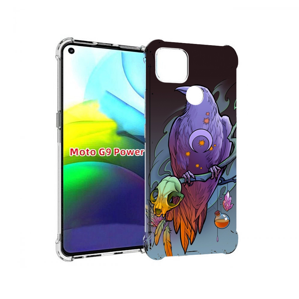 

Чехол MyPads фиолетовый ворон на ветке для Motorola Moto G9 Power, Прозрачный, Tocco