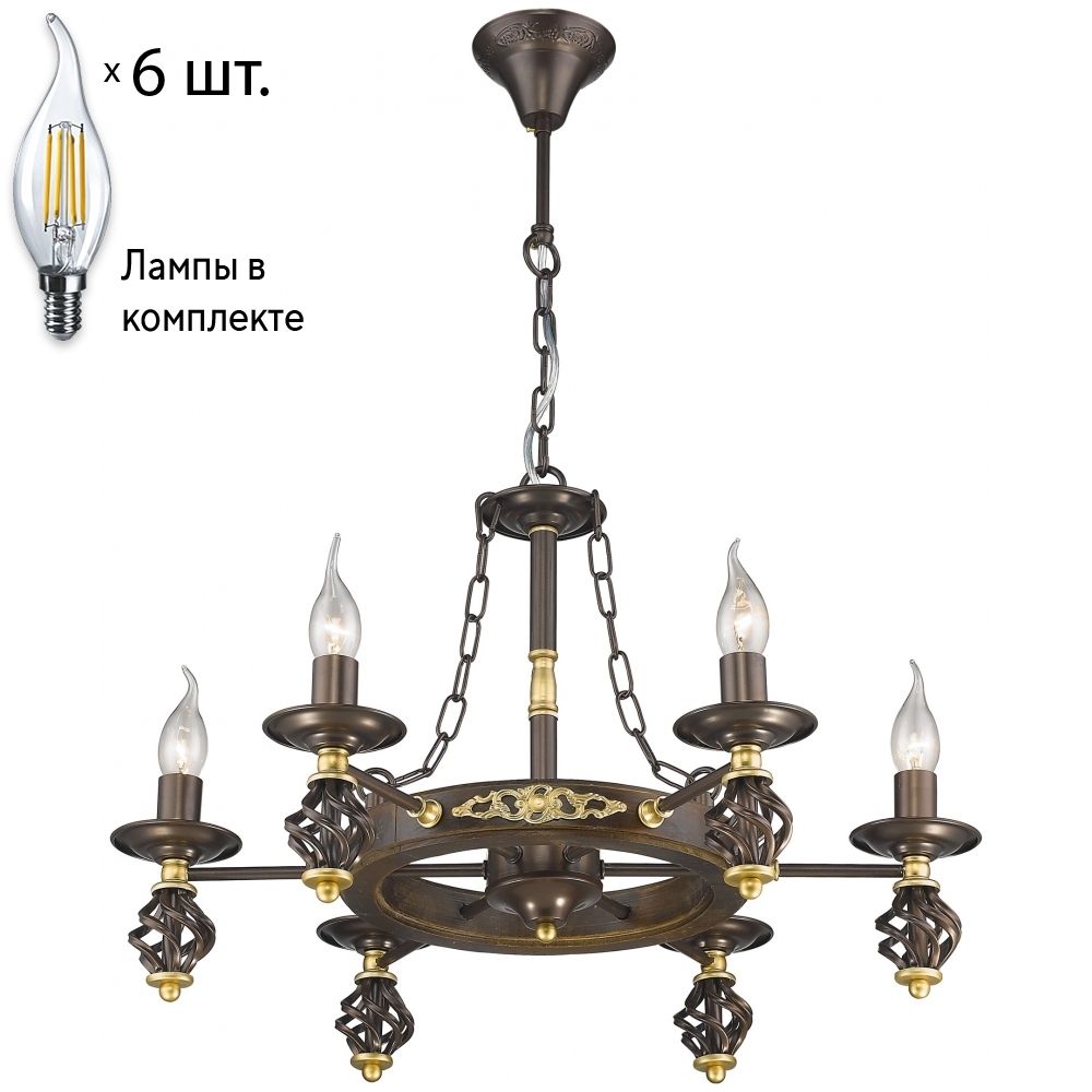 

Подвесная люстра с лампочками Velante 536-723-06+Lamps E14 Свеча