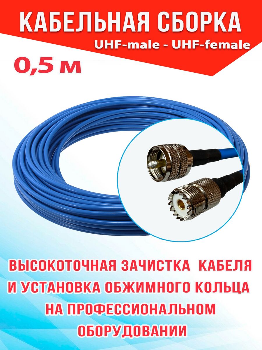 

Кабельная сборка MSK GSM UHF-male - UHF-female 0.5м 5D-FB CU, Синий, 5_CU_Um_Ufm