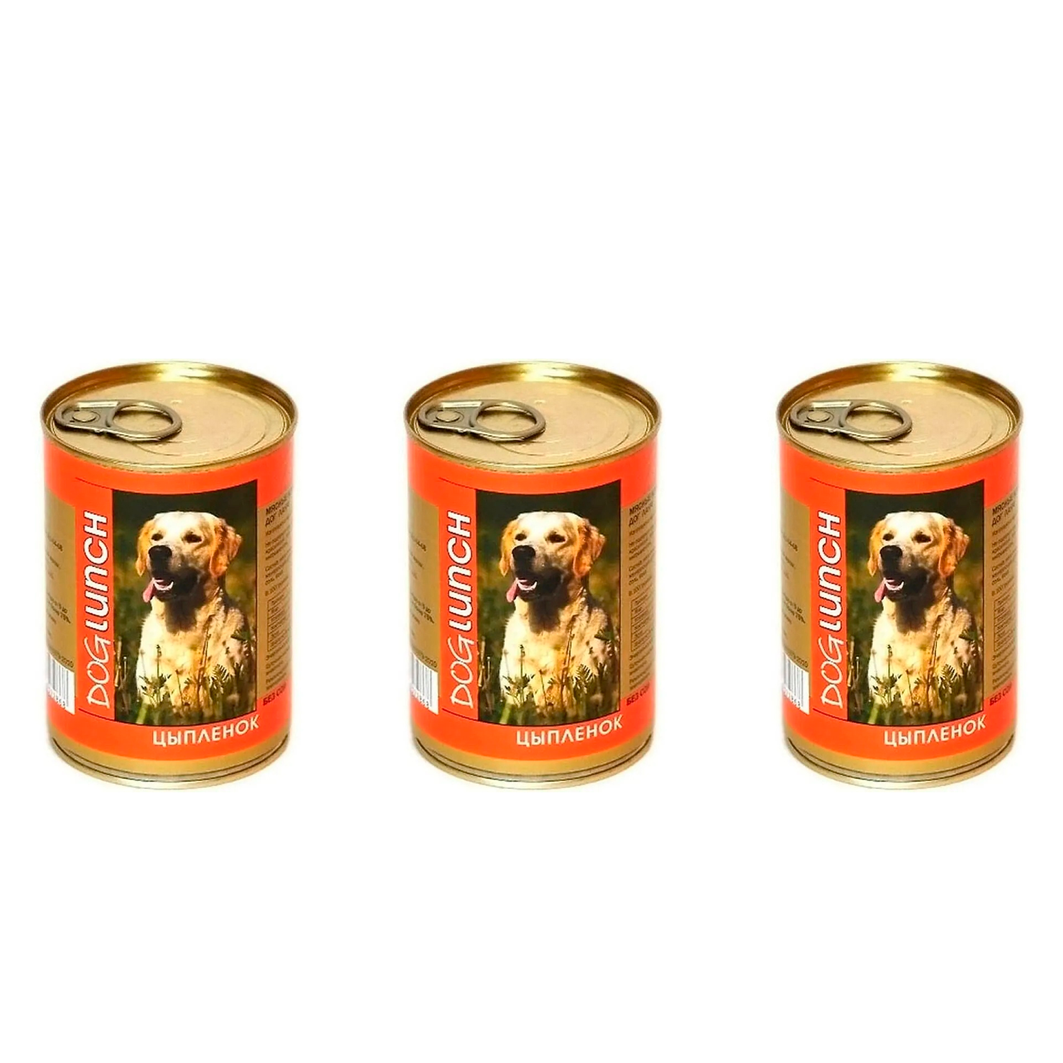 

Консервы для собак Dog Lunch цыпленок 3шт по 410г, С цыпленком