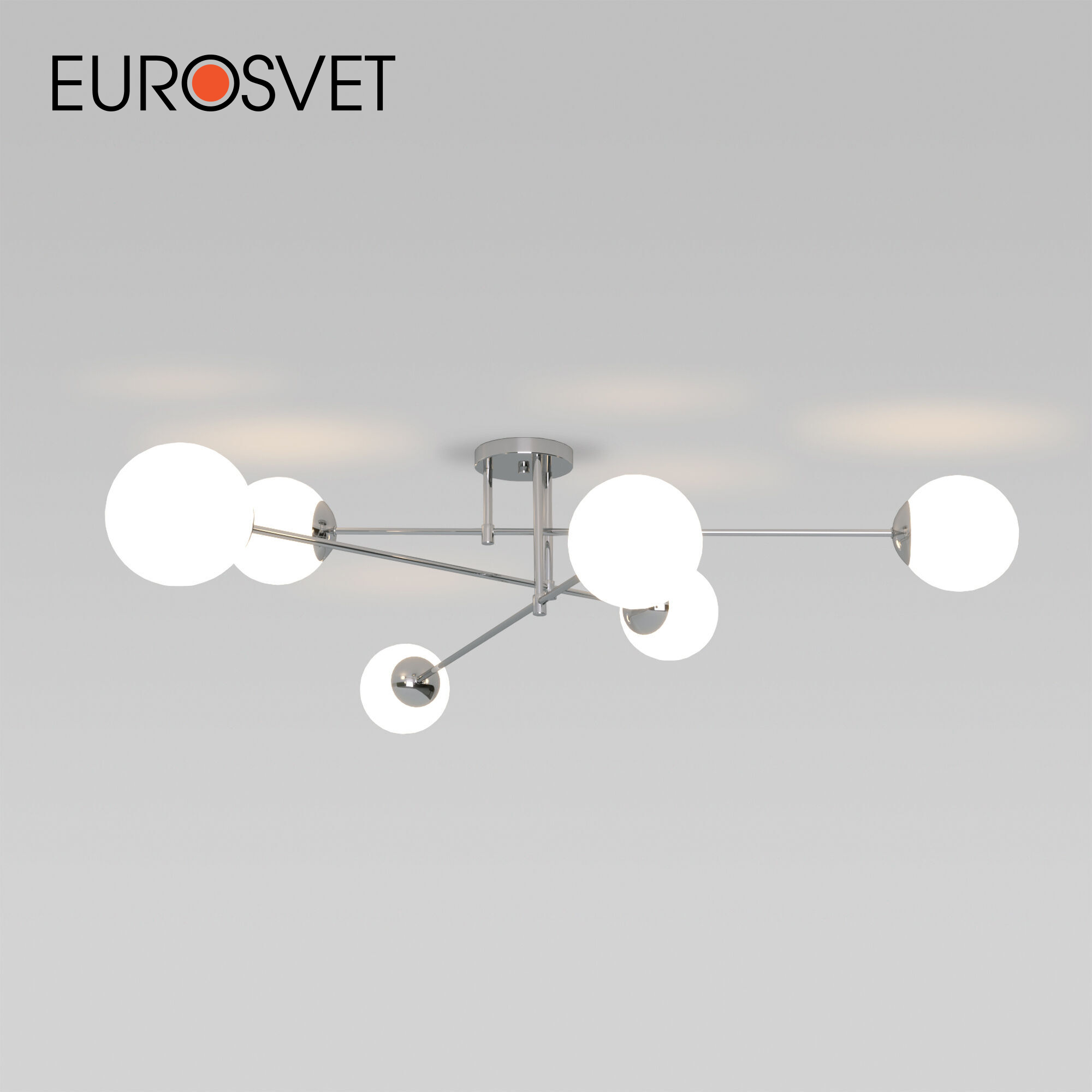 

Потолочный светильник Eurosvet Netz 30181/6 хром с плафоном из матового стекла E27, Netz