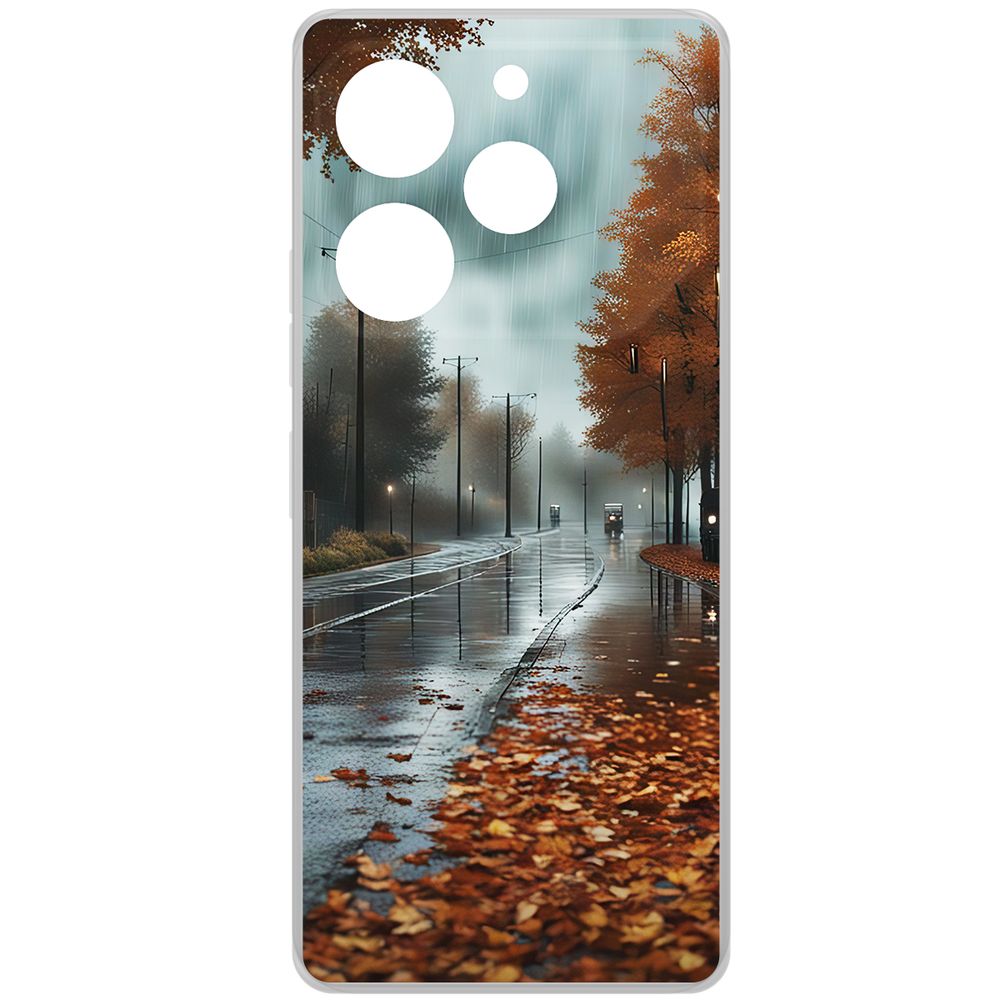 

Чехол-накладка Krutoff Clear Case Осенний дождь для TECNO Pova 6 Pro, Прозрачный