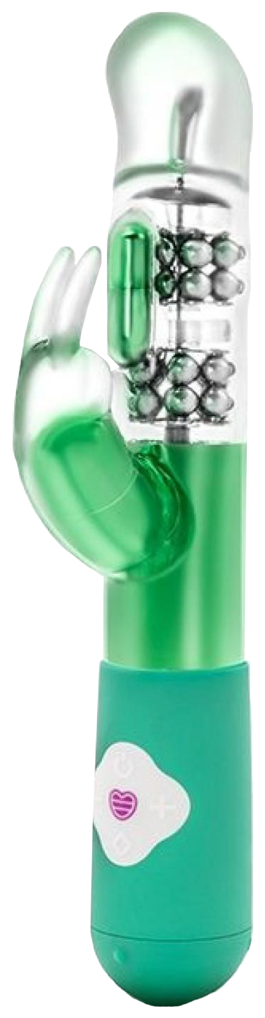 фото Зелёный вибромассажер с клиторальной стимуляцией emerald g rabbit 26 см blush novelties
