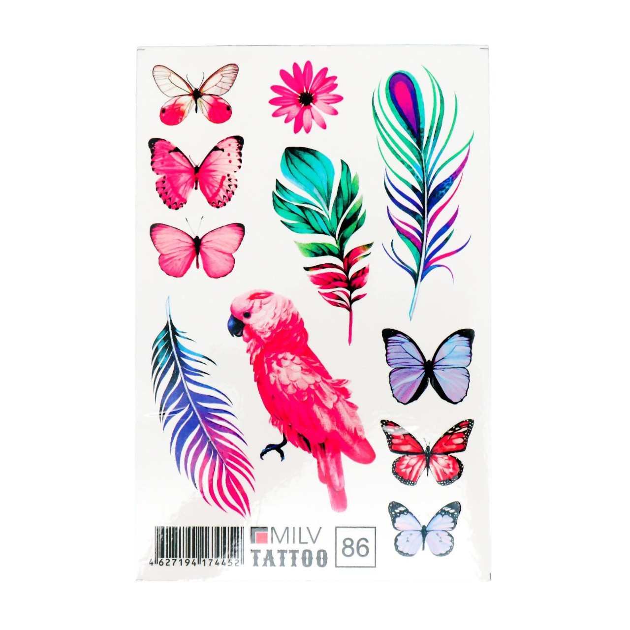Татуировка на тело Перья, бабочки 10х15 см 3 шт 7166330-3p набор карточек для фотосессий микки маус 10х15 см