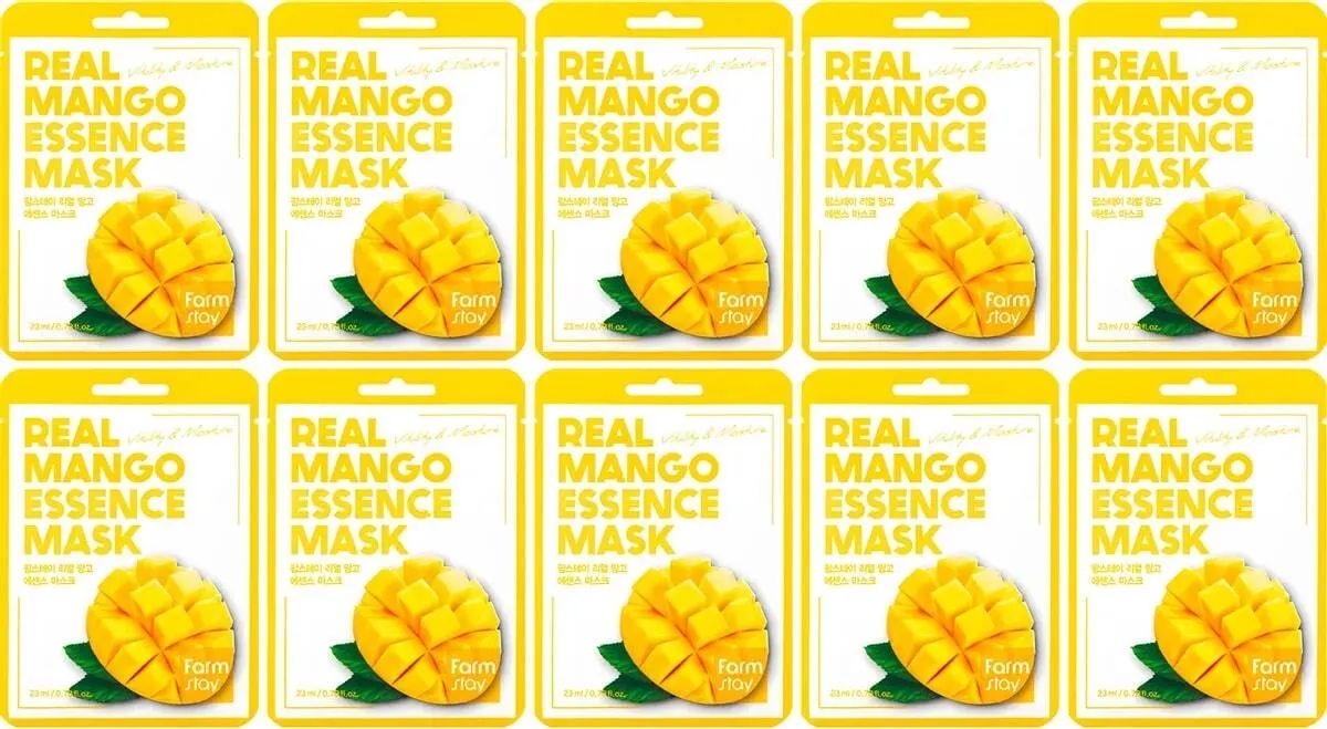 

Маска FarmStay для лица с манго REAL MANGO ESSENCE ,10 шт. по 23 мл.