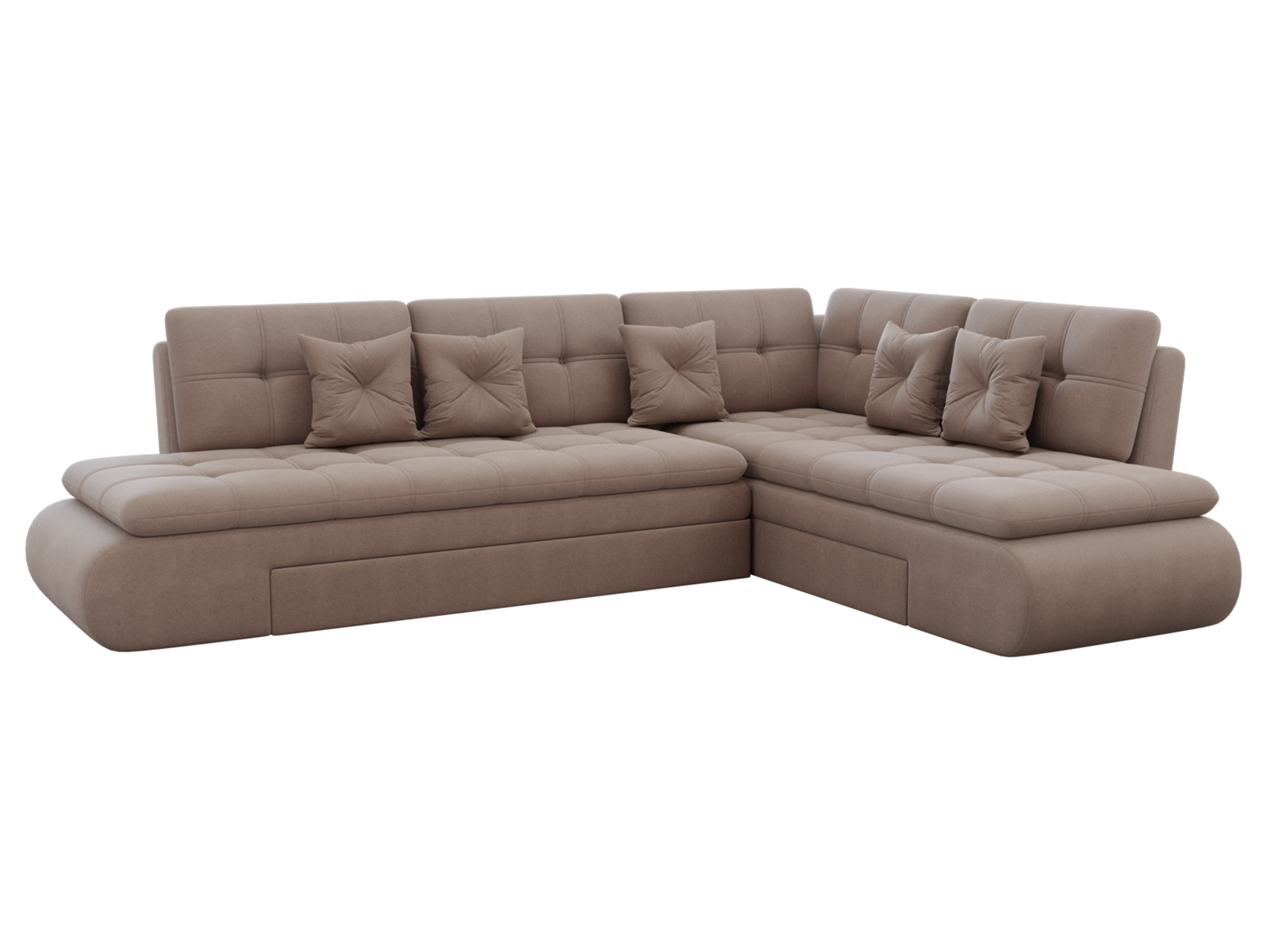 

Угловой диван Первый Мебельный Степ Тайм Бежевый, велюр Справа, Степ Тайм