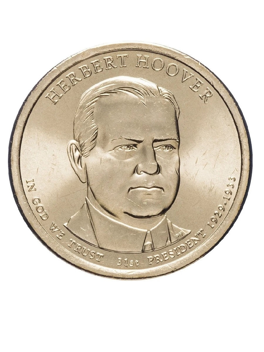 

Памятная монета 1 доллар Герберт Гувер Президенты США 2014 г