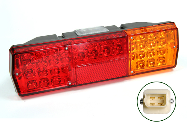 Фонарь задний LED 24V левый с разъемом (КамАЗ, 325х100х85мм, 36LED, 7.2W) AT AT18394