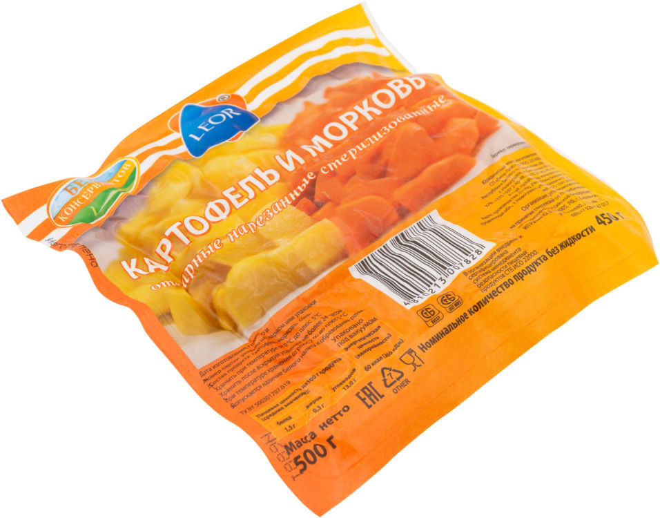 

Набор овощной Картофель и морковь Leor отварные кубик 500г