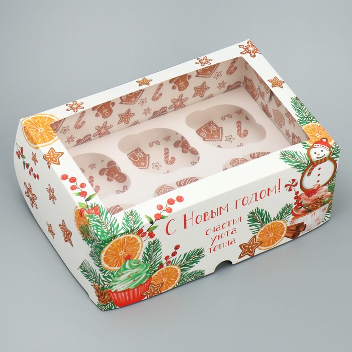 

Коробка для капкейков Дарите Счастье С Новым годом 9771222-5p, складная 25х17х10 см, 5 шт, Разноцветный