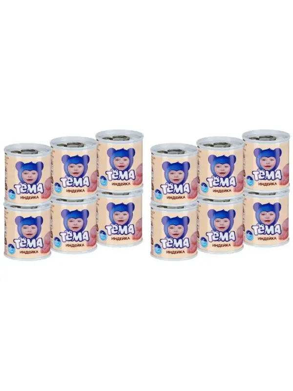 Пюре мясное Тёма Индейка с 6 мес 90 г, 12 шт