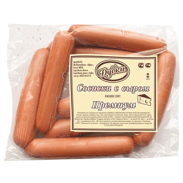 

Сосиски Дубки Премиум с сыром 500 г