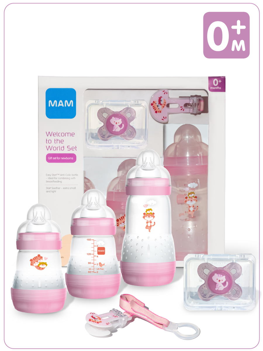 Купить Подарочный набор для новорожденных Mam Welcome to the world Giftset розовый 62860010/5,
