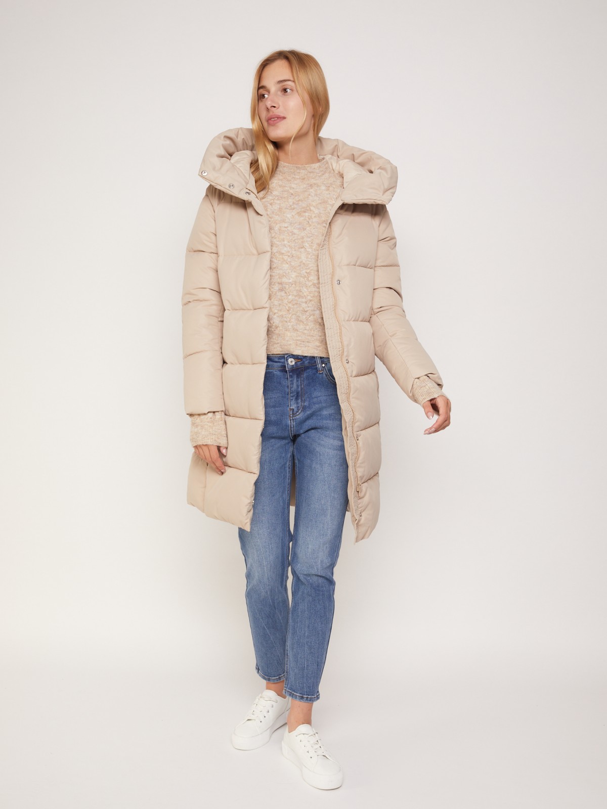 

Пуховик женский Zolla 021345202044 бежевый S, 021345202044