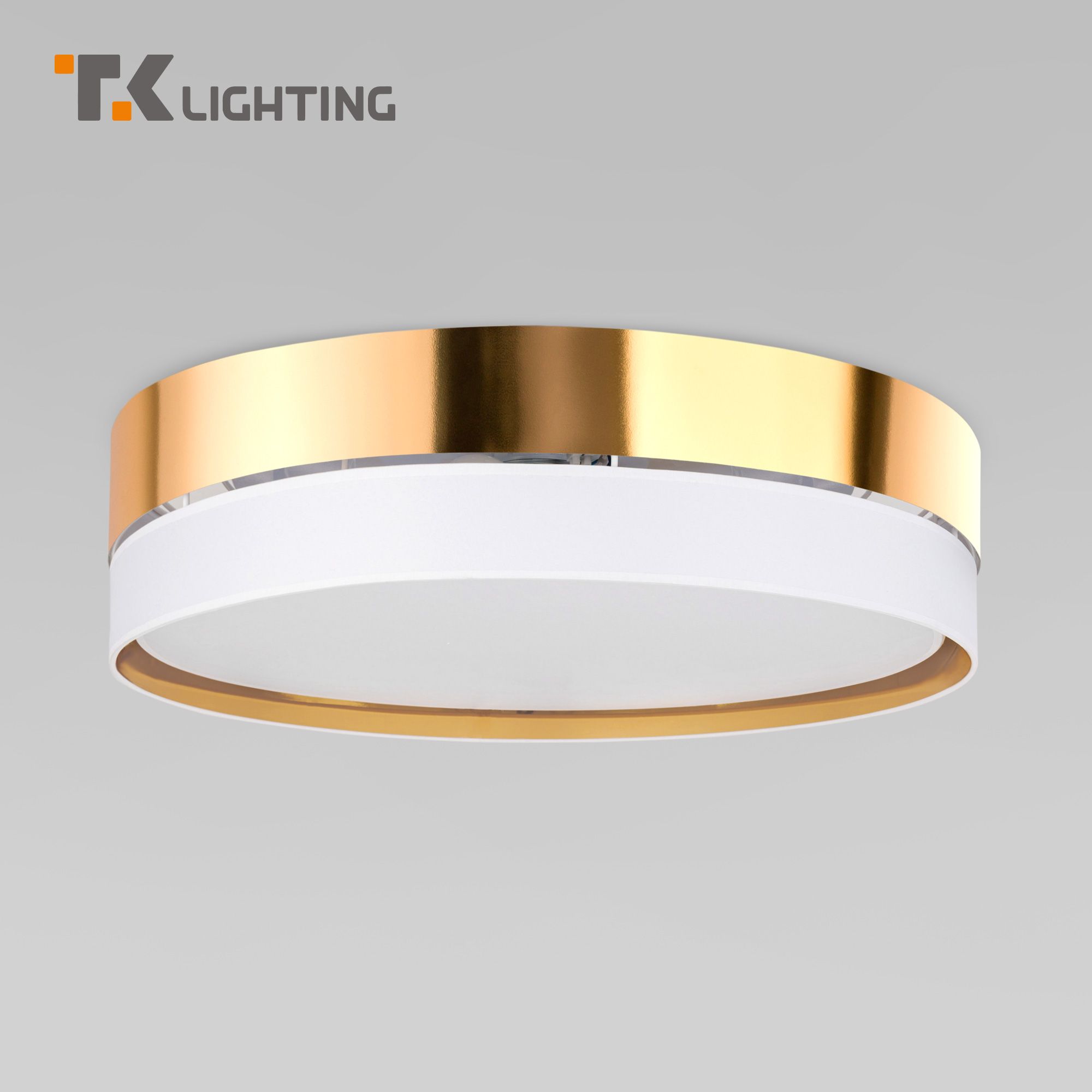 Потолочный светильник TK Lighting 4773 Hilton Gold с белым золотым тканевым абажуром E27