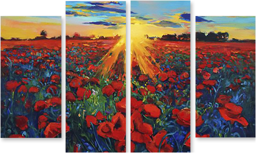 

Картина модульная на холсте Модулка Маковое поле 120x74 см, 1273