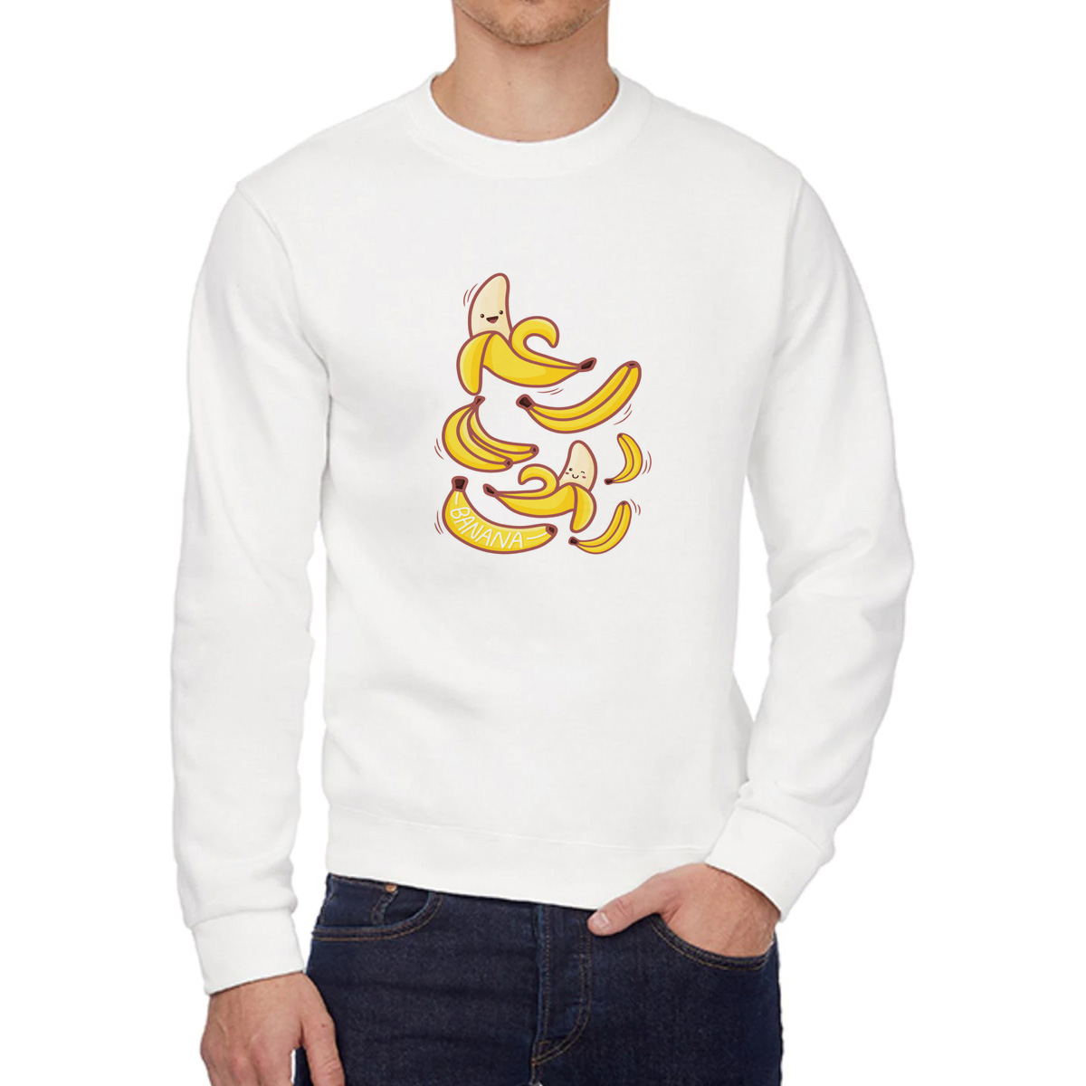 

Свитшот женский CoolPodarok Илюстрация. Весёлые бананы белый 54 RU, W0501648