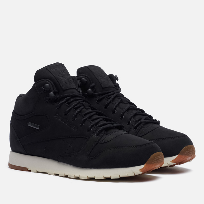 фото Кроссовки мужские reebok classic leather mid gore-tex thin черные 45 eu