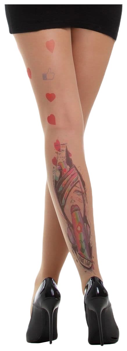 

Колготки TTights с имитацией тату сзади в виде инста-дивы телесные onesize, Бежевый